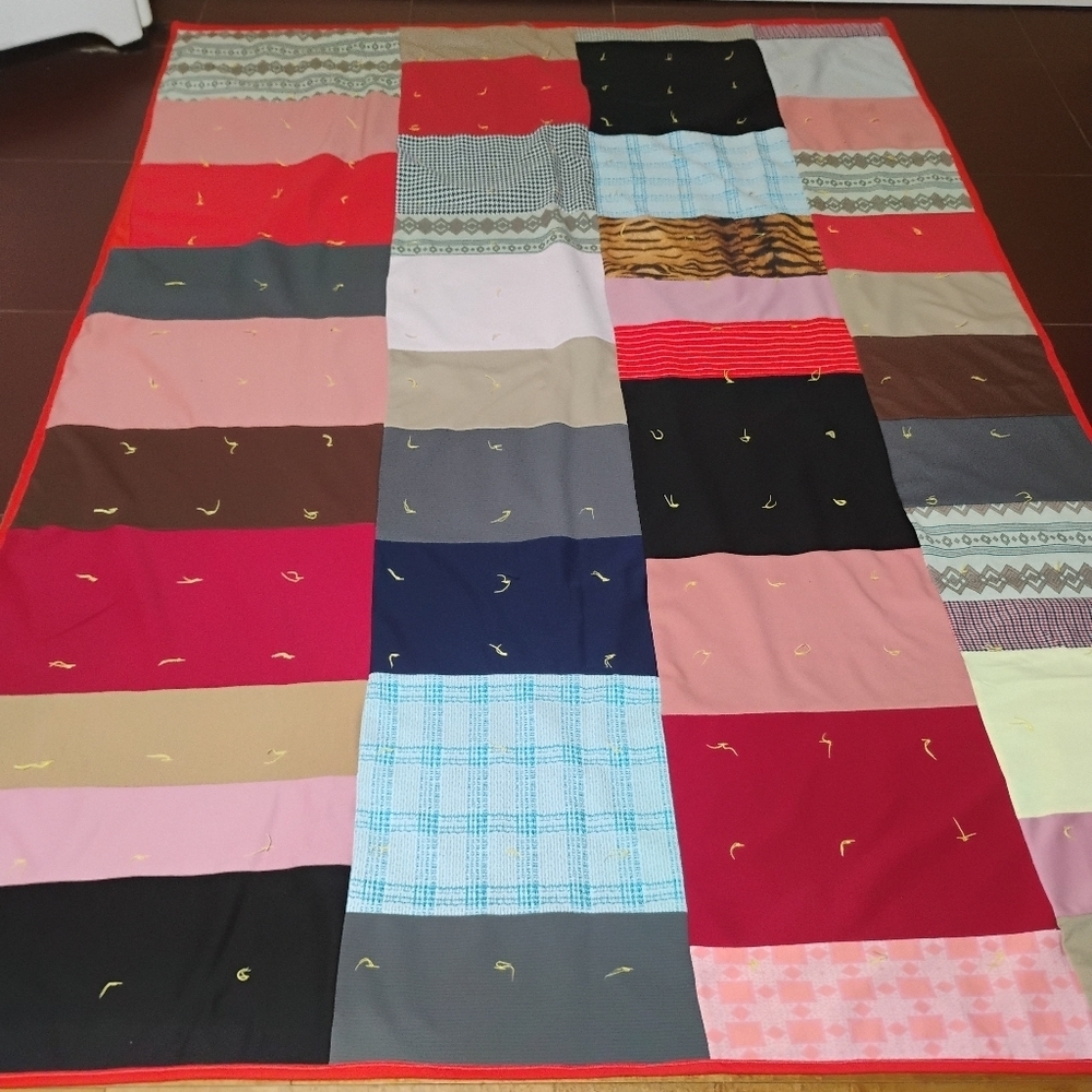 Vintage Handmade Patchwork Quilt –Colorful Scrap Fabric Throw Blanket, 62x89. G - Picture 1 of 9